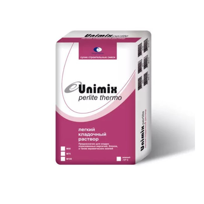 Теплый кладочный раствор Unimix Perlite thermo M50 зимний, 25 кг