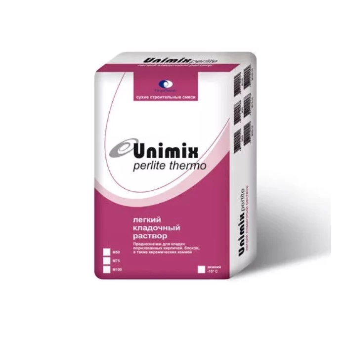 Теплый кладочный раствор Unimix Perlite thermo M50 зимний, 25 кг