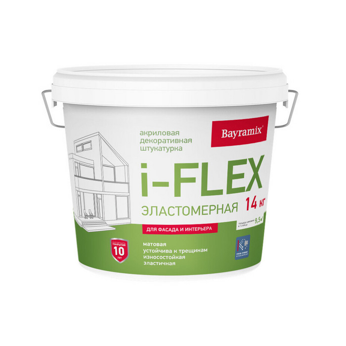 Штукатурка декоративная Bayramix i-Flex камешковая fl 001 белая 1,2 мм 14 кг