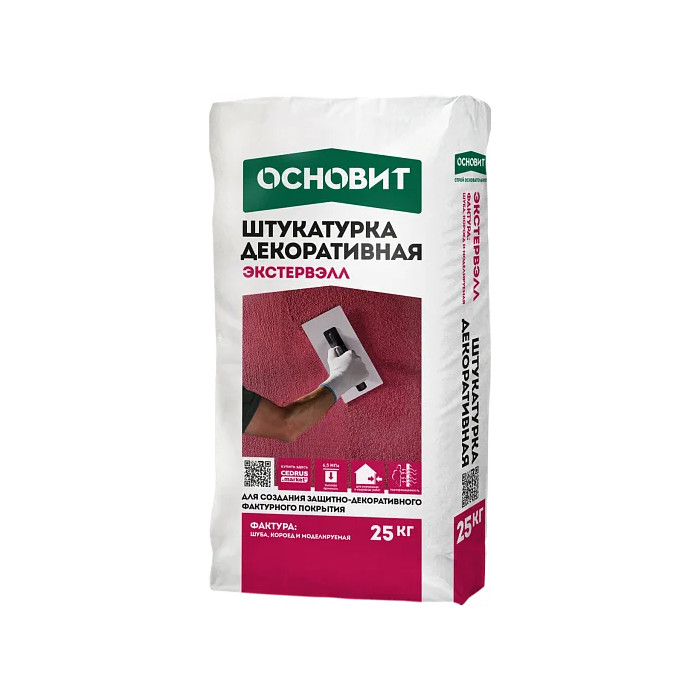 Штукатурка декоративная Основит Экстервэлл шуба 1,0 мм серый 25 кг